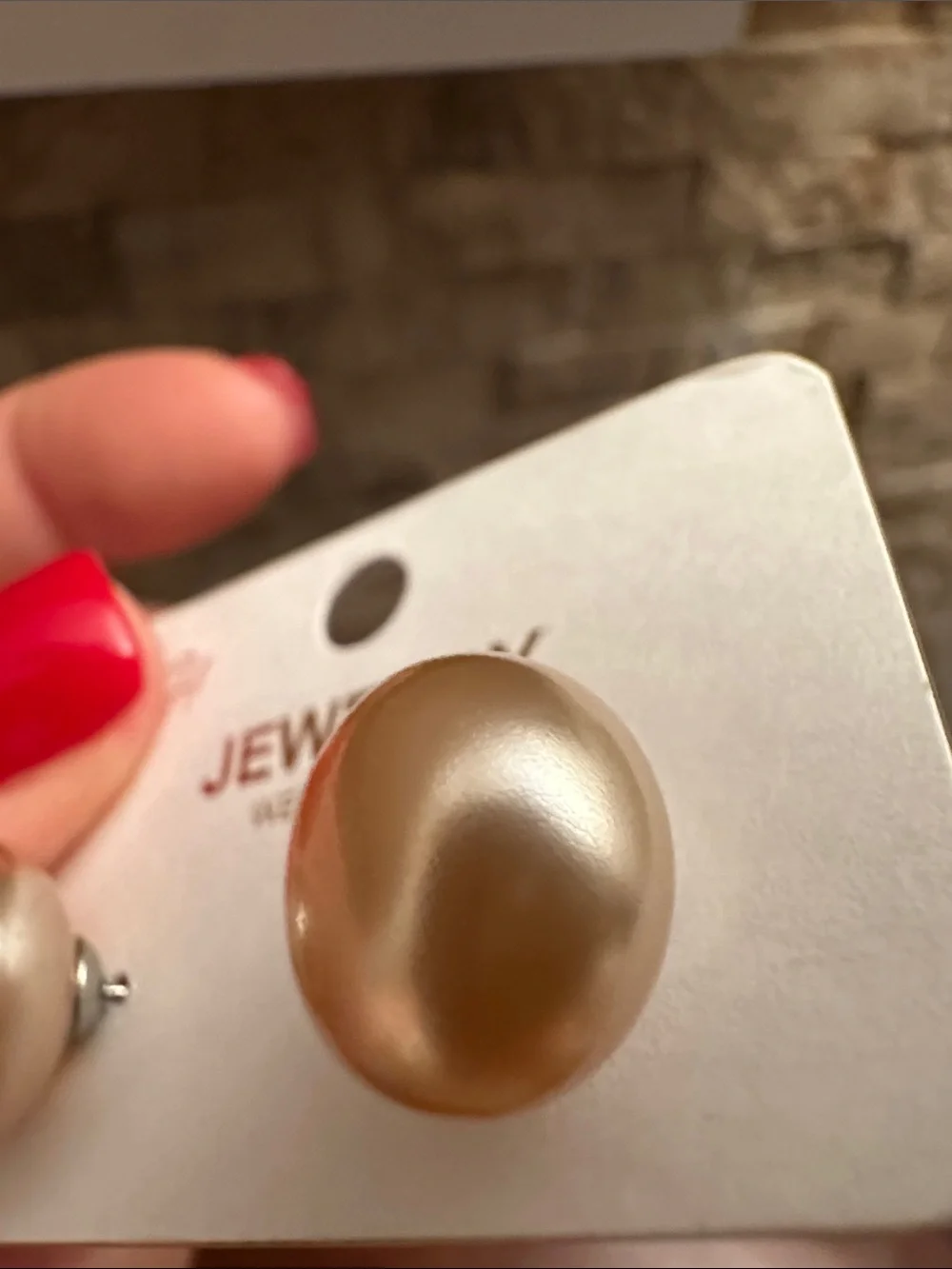 Fashion Jewelry Champagne Pearl Dome Stud Earrings